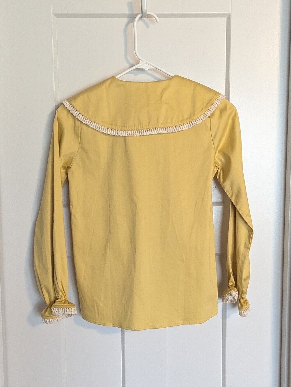 Wolf & Rita Noa Peter Pan Collar Crochet Trim Long Sleeve Top - Yellow sz 12 - Picture 4 of 6